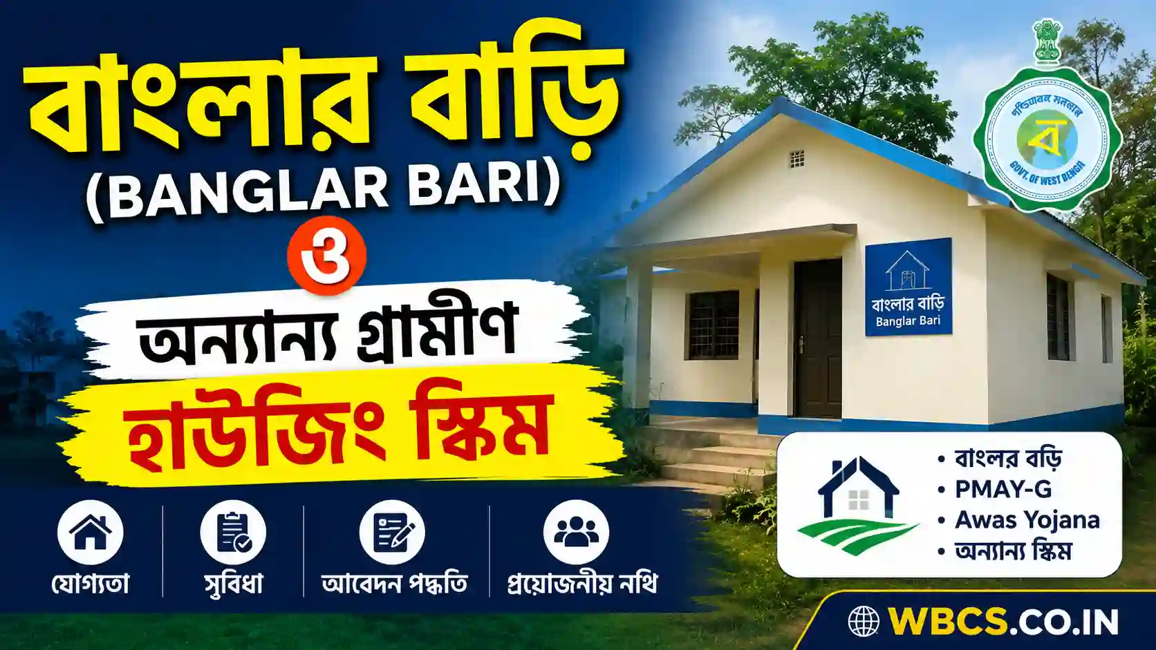 WB Rural Housing Scheme List | Banglar Bari ও অন্যান্য গ্রামীণ হাউজিং সাপোর্ট | Subsidy, Apply & Status Guide